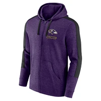 Men's Fanatics  Heather Purple Baltimore Ravens Gains Full-Zip Hoodie