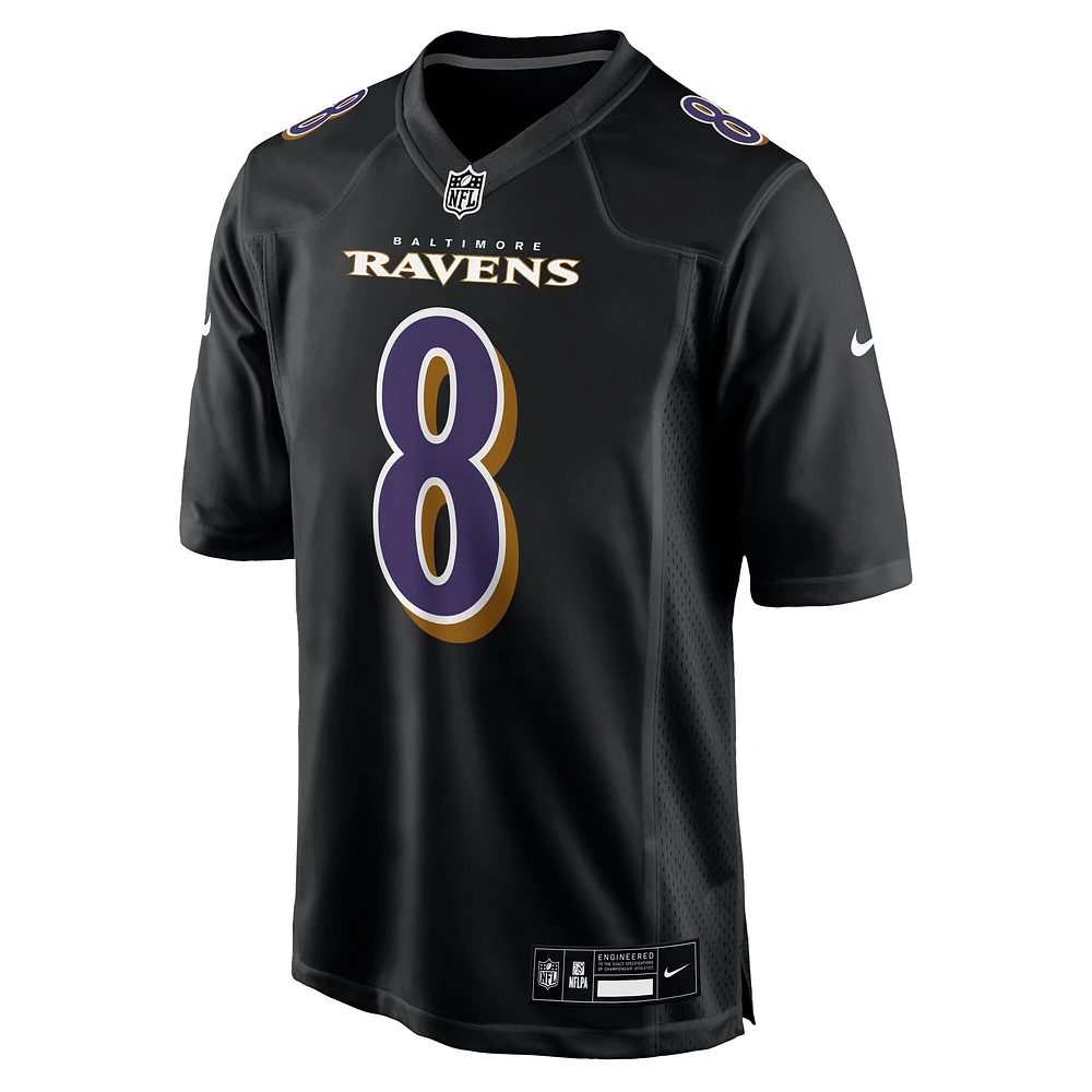 Maillot tendance Nike Lamar Jackson pour homme, noir carbone, Baltimore Ravens