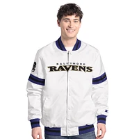 Veste universitaire blanche à boutons-pression Baltimore Ravens Scout Starter pour homme