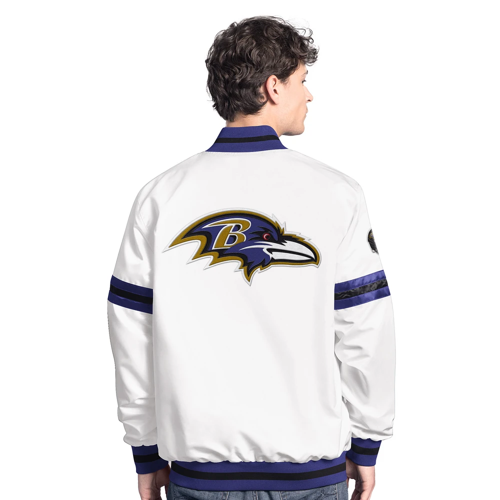 Veste universitaire blanche à boutons-pression Baltimore Ravens Scout Starter pour homme