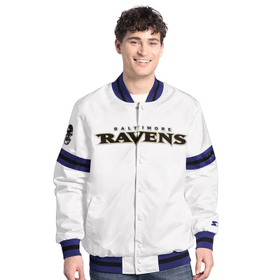 Veste universitaire blanche à boutons-pression Baltimore Ravens Scout Starter pour homme