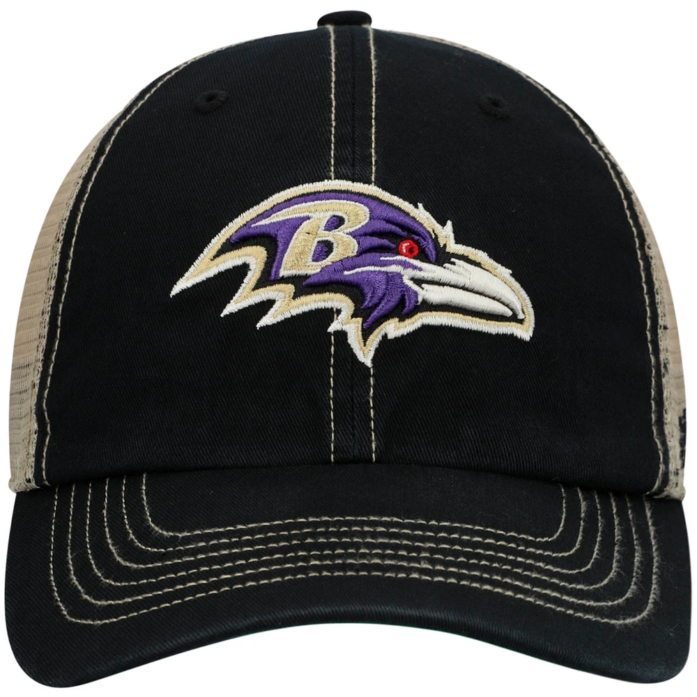 Casquette Snapback Clean Up Baltimore Ravens Trawler Trucker Clean Up '47 pour hommes, noir/naturel