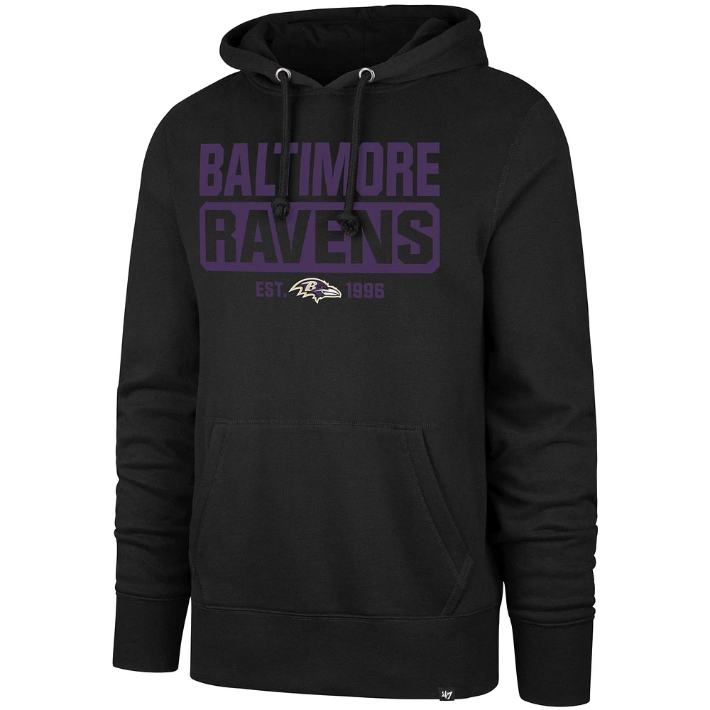 Chandail à capuchon enfiler Headline '47 Black Baltimore Ravens pour homme