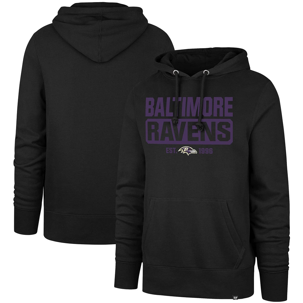 Chandail à capuchon enfiler Headline '47 Black Baltimore Ravens pour homme