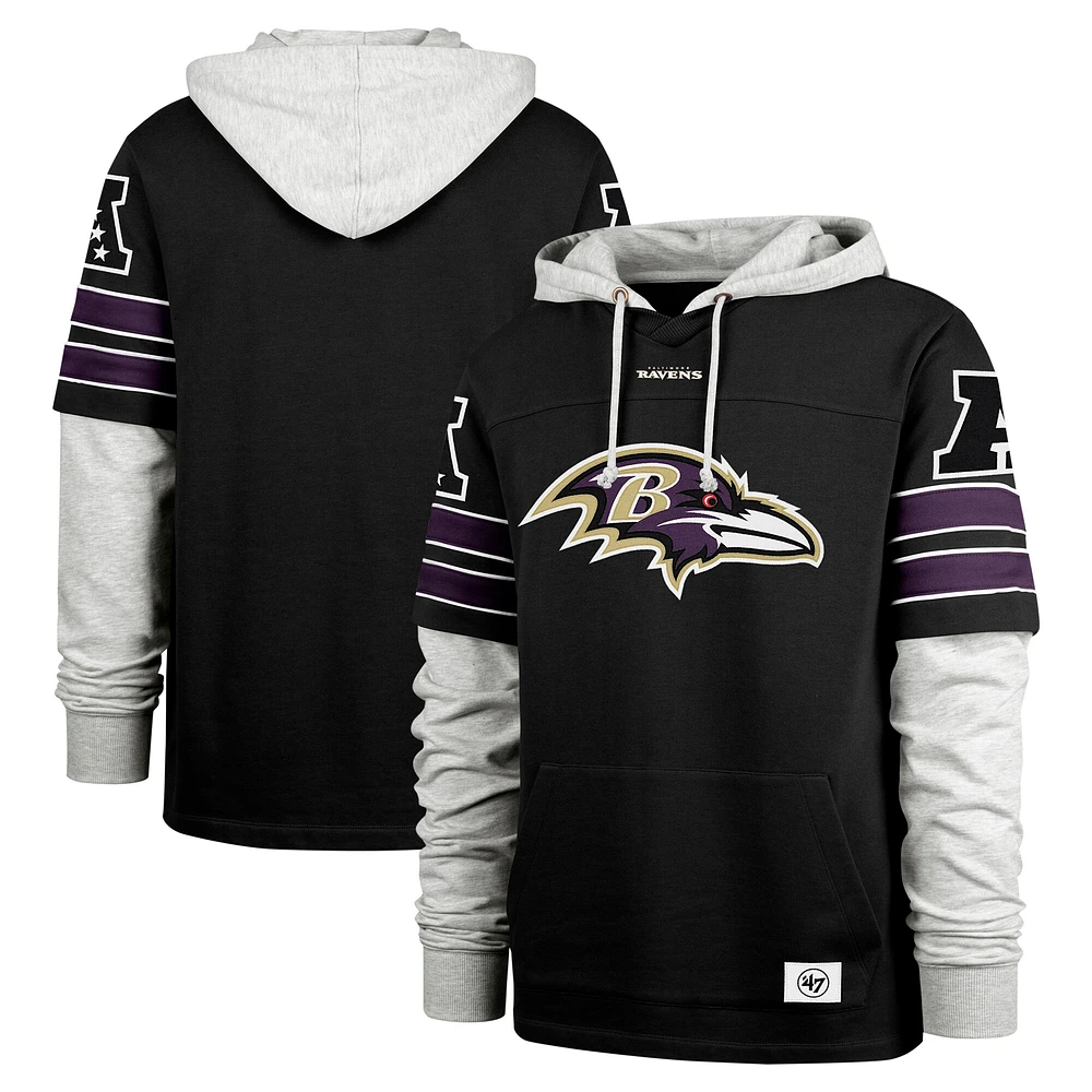 Sweat à capuche '47 noir Baltimore Ravens Double Header Blitz Cornerback pour hommes