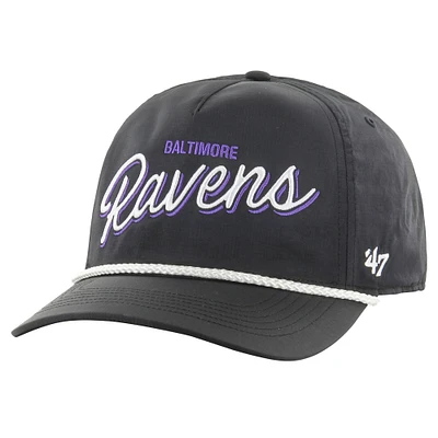 Men's '47 Black Baltimore Ravens Fairway Hitch brrr Adjustable Hat