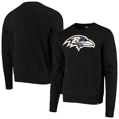 Men's '47 Black Baltimore Ravens Team Imprint Headline Pullover Sweatshirt