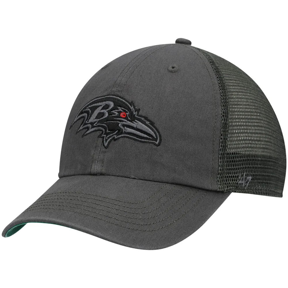 47 Brand Men's Black, White Baltimore Ravens Denali Trucker Clean Up  Snapback Hat