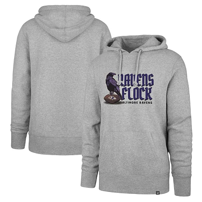 Men's '47 Gray Baltimore Ravens Regional Headline Pullover Hoodie