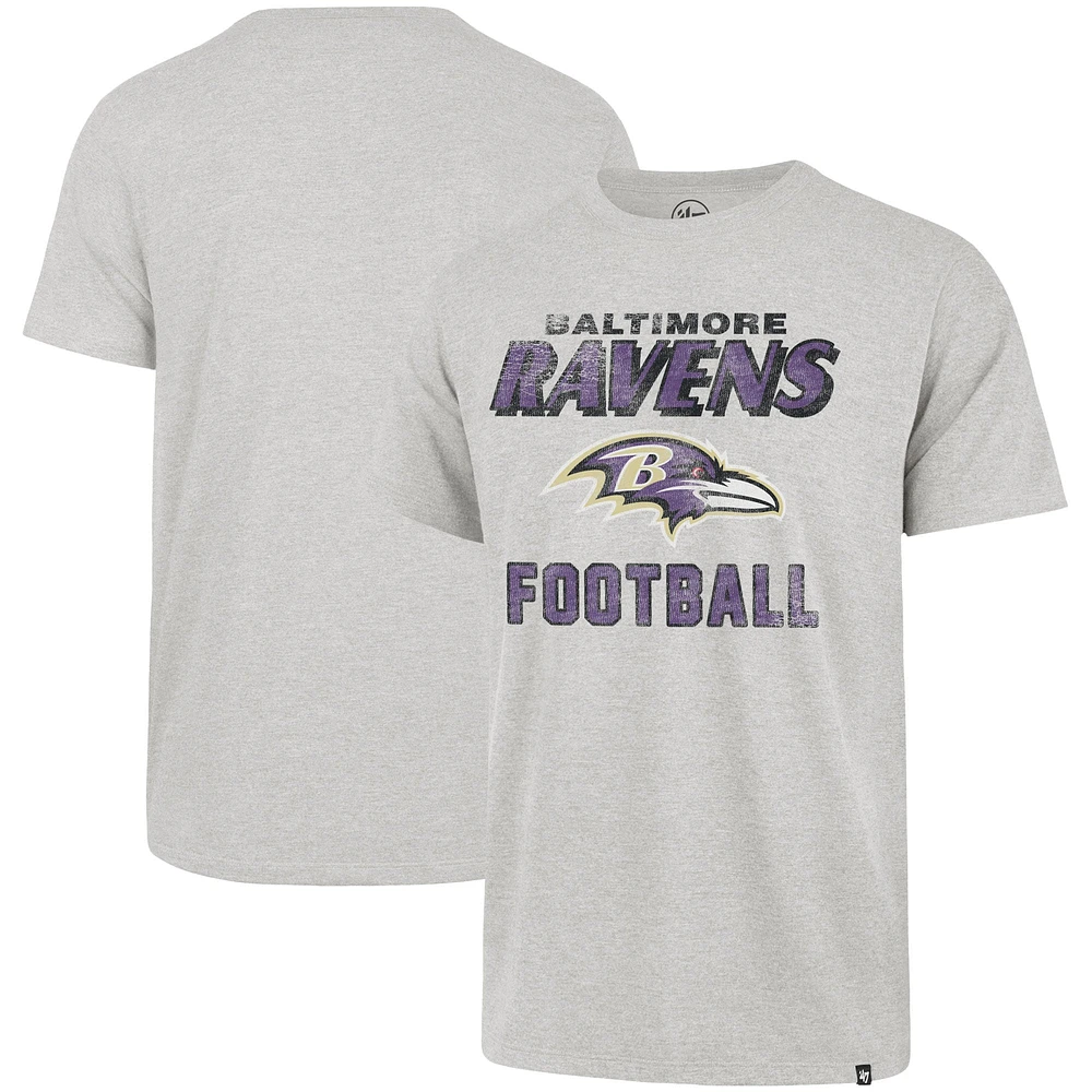 Men's '47 Heathered Gray Baltimore Ravens Dozer Franklin Lightweight T-Shirt