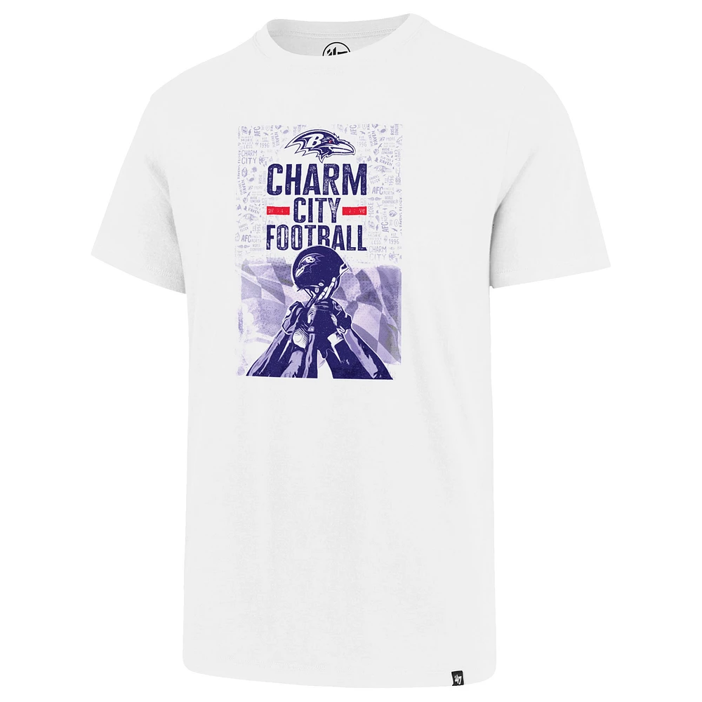 T-shirt de football '47 White Baltimore Ravens Charm City pour homme