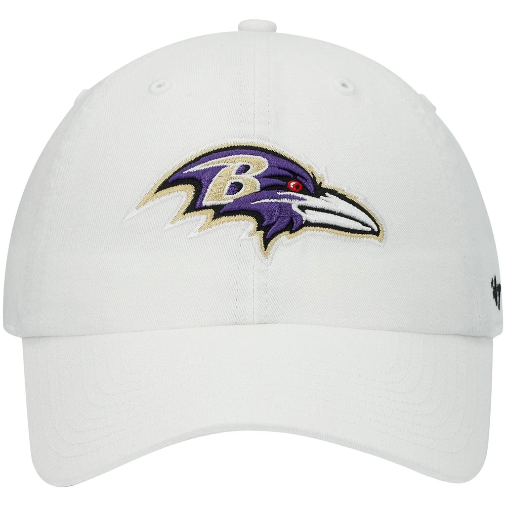 Men's '47 White Baltimore Ravens Clean Up Adjustable Hat