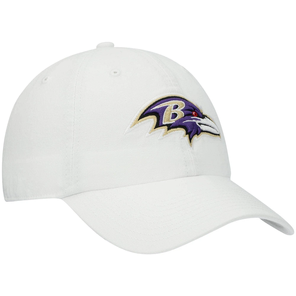 Men's '47 White Baltimore Ravens Clean Up Adjustable Hat