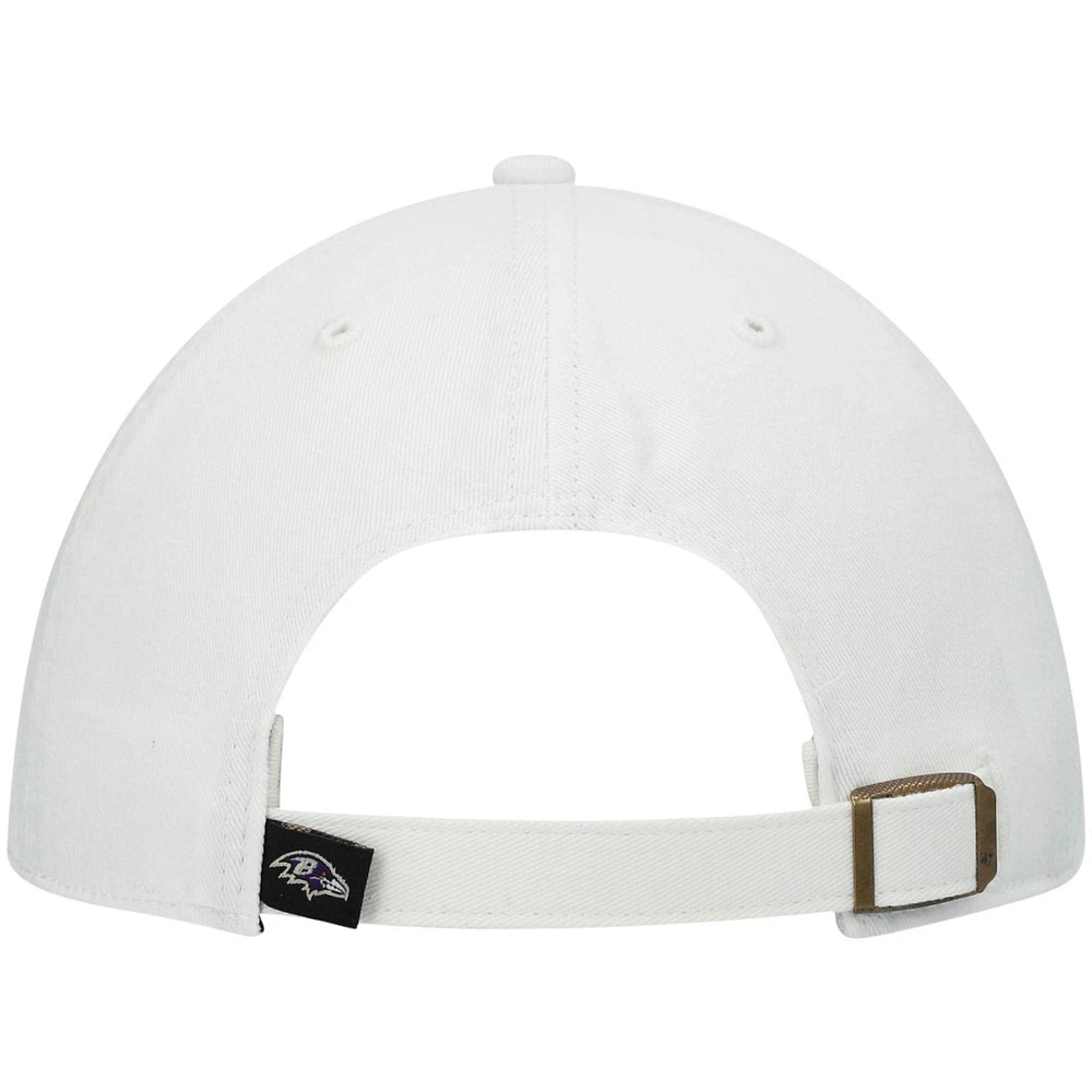 Men's '47 White Baltimore Ravens Clean Up Adjustable Hat