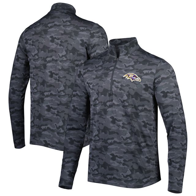 Sweat-shirt à fermeture éclair quart de tour Antigua Black Baltimore Ravens Brigade pour homme