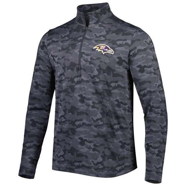 Sweat-shirt à fermeture éclair quart de tour Antigua Black Baltimore Ravens Brigade pour homme