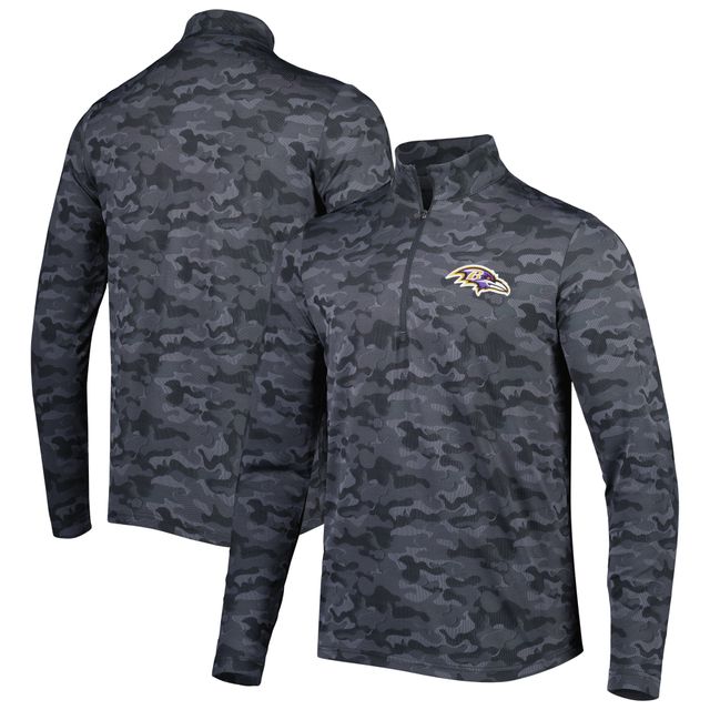 Sweat-shirt à fermeture éclair quart de tour Antigua Black Baltimore Ravens Brigade pour homme