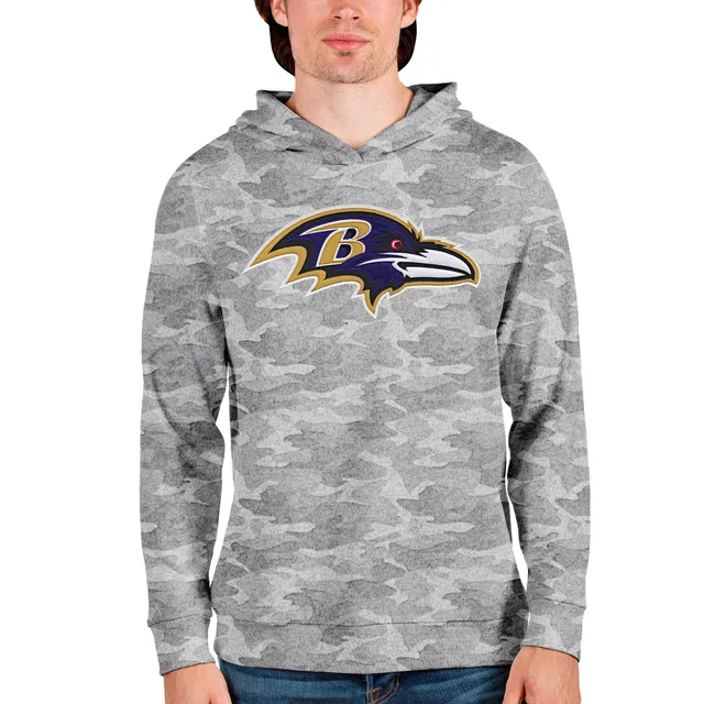 Men's Antigua Heather Gray Baltimore Ravens Victory Pullover Hoodie Size: Small