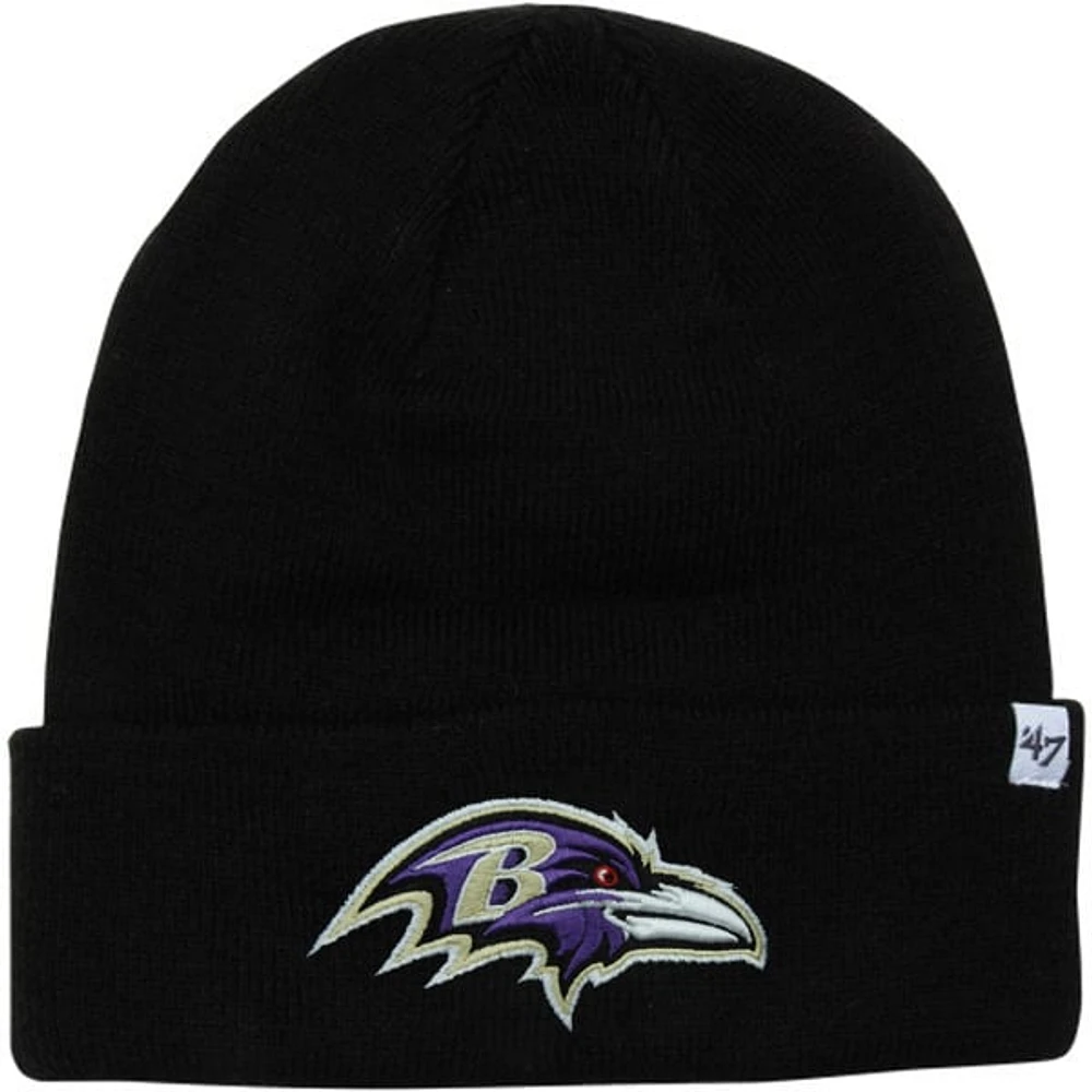 Bonnet en tricot à revers surélevé noir de marque Baltimore Ravens '47 pour hommes