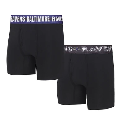 Men's Concepts Sport Baltimore Ravens Gauge Knit Boxer Brief Two-Pack