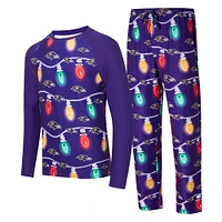 Ensemble t-shirt à manches longues et pantalon en tricot violet Baltimore Ravens Garland pour hommes Concepts Sport