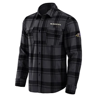 Men's Darius Rucker Collection by Fanatics Black Baltimore Ravens Plaid Button-Up Shirt