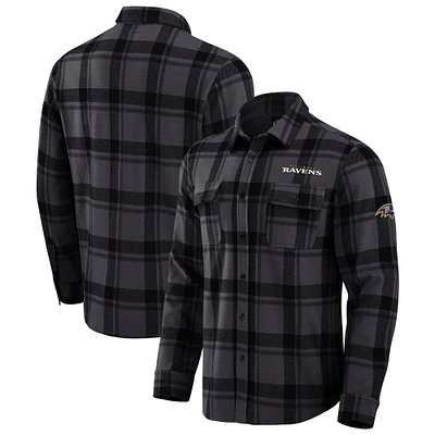 Chemise boutonnée noire à carreaux tri-blend des Baltimore Ravens pour homme, collection Darius Rucker par Fanatics