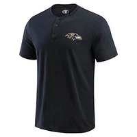 T-shirt Henley délavé noir pour homme de la collection Darius Rucker Fanatics des Baltimore Ravens