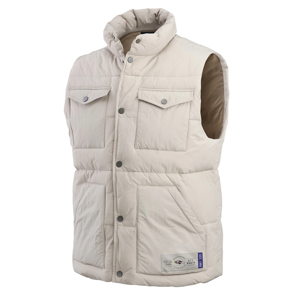 Men's Darius Rucker Collection by Fanatics Cream Baltimore Ravens Puffer Full-Snap Vest