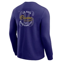 T-shirt à manches longues en tricot gaufré délavé violet Baltimore Ravens de la collection Darius Rucker Fanatics pour hommes