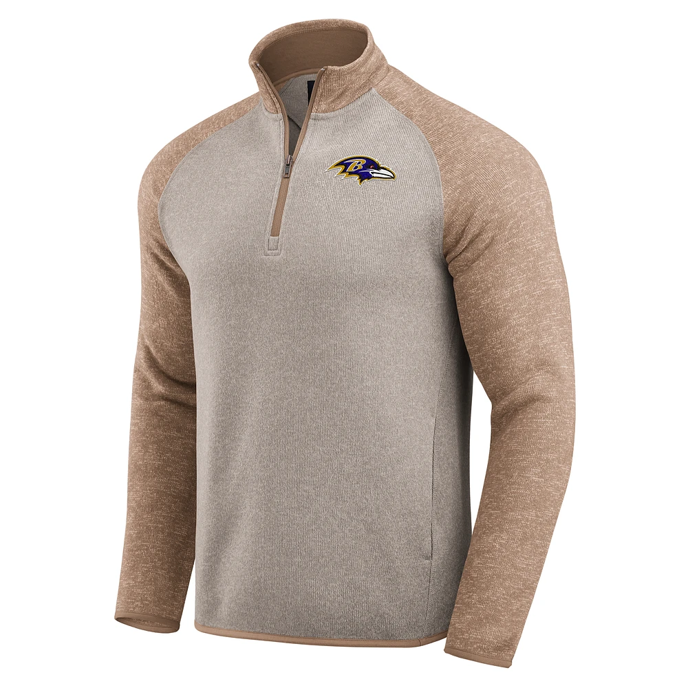 Men's Darius Rucker Collection by Fanatics Tan Baltimore Ravens Tonal Raglan Quarter-Zip Top