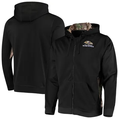 Chandail à capuchon en molleton entièrement zippé Dunbrooke Black/Realtree Camo pour hommes Baltimore Ravens Decoy Tech Fleece