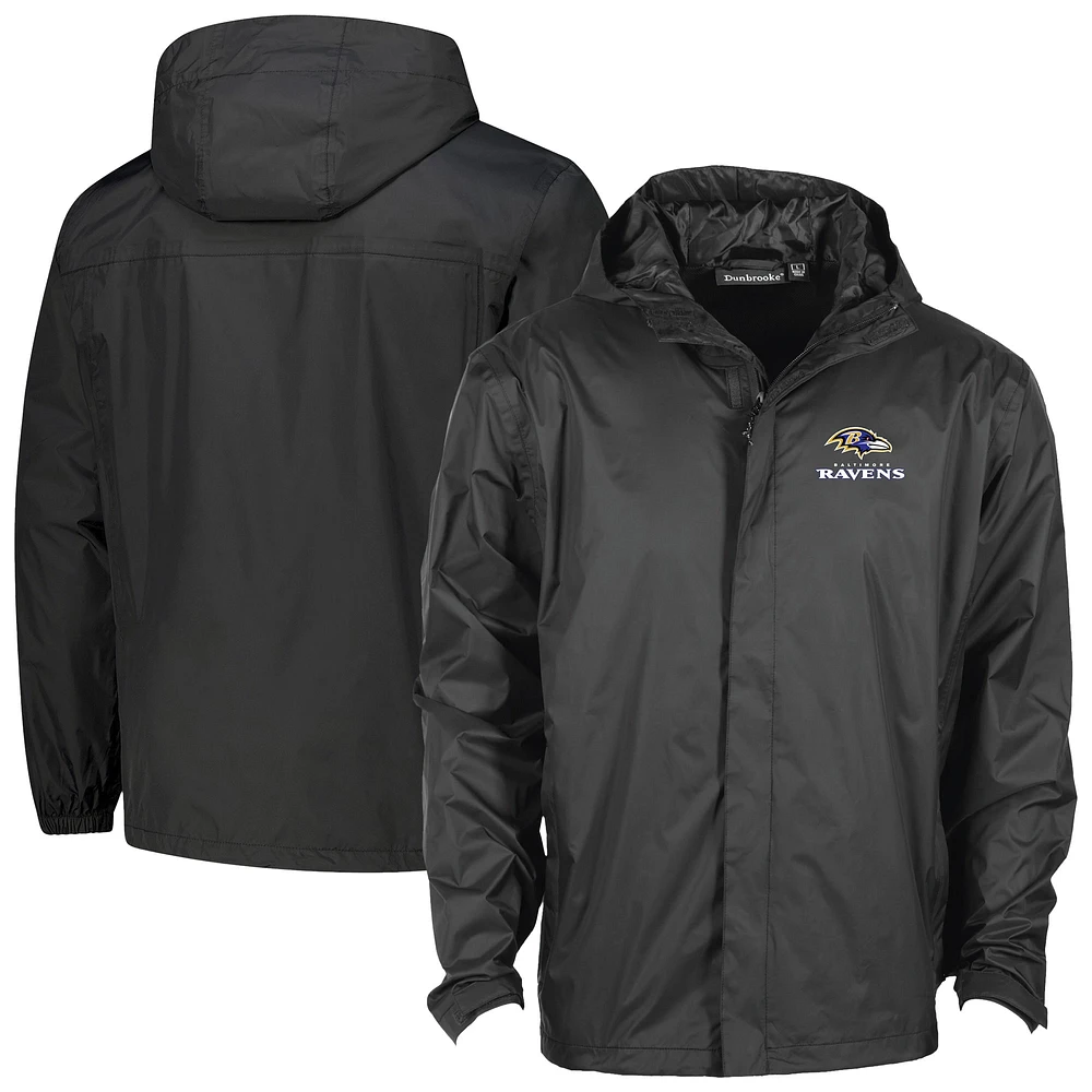 Veste à capuche entièrement zippée et imperméable Dunbrooke Black Baltimore Ravens Tropic pour homme