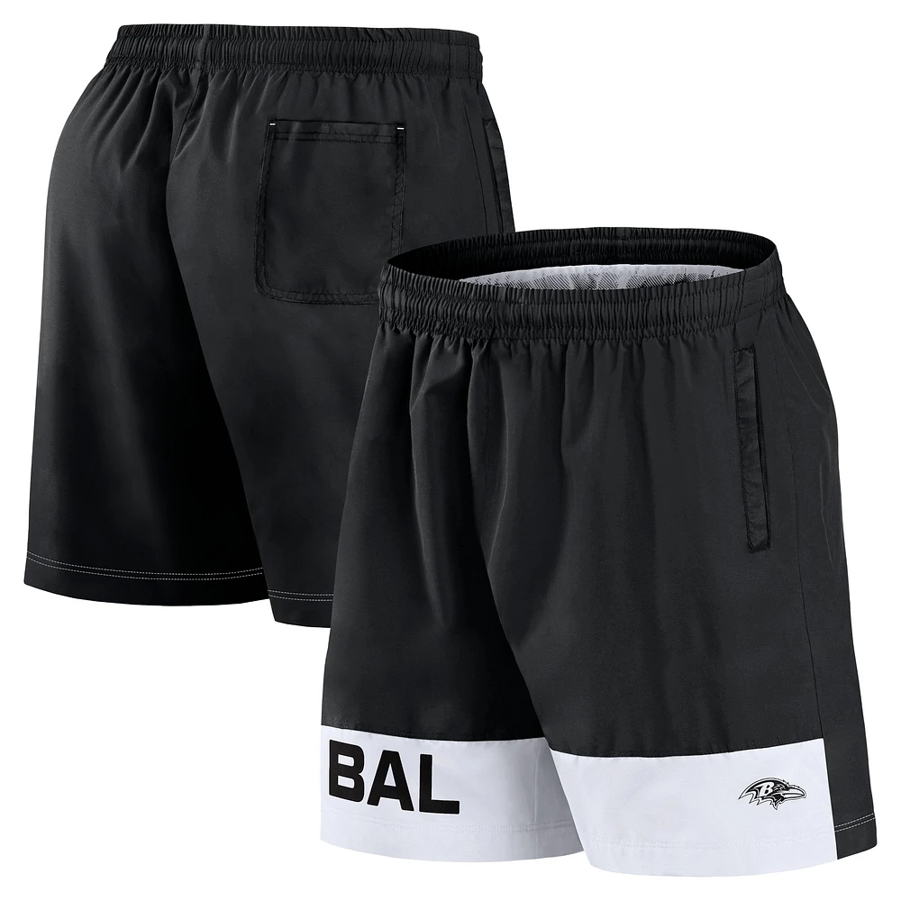 Short Fanatics pour homme noir Baltimore Ravens Elements