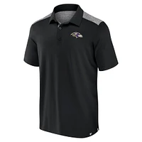 Polo Long Shot Fanatics noir Baltimore Ravens pour hommes