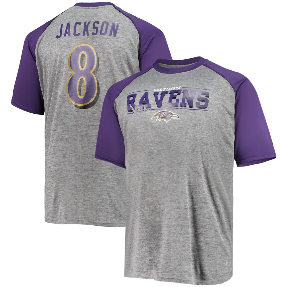 Lids Lamar Jackson Baltimore Ravens Fanatics Branded Big & Tall Player Name  Number Raglan T-Shirt - Purple/Heathered Gray