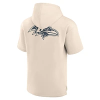 Men's Fanatics Cream Baltimore Ravens Elements Future Ground Lettering Short Sleeve Pullover Hoodie