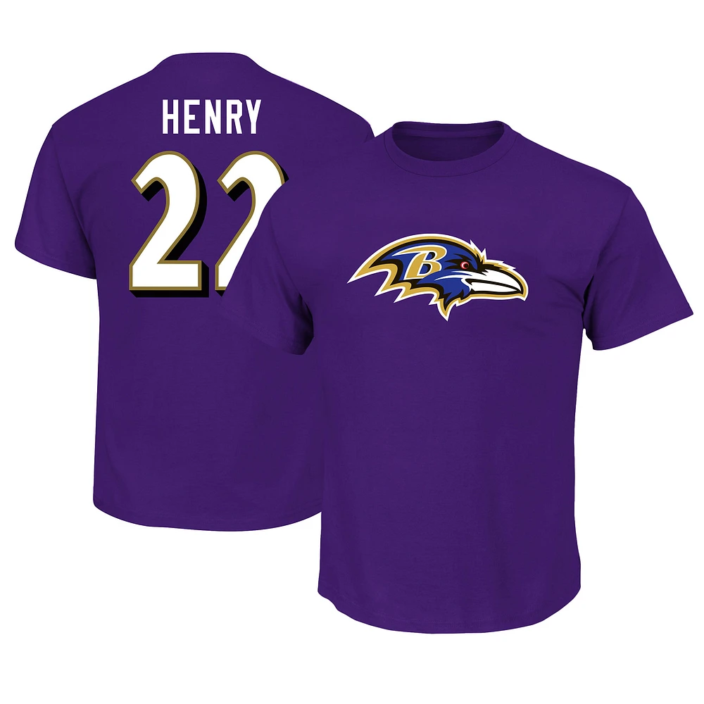 Fanatics pour hommes Derrick Henry Violet Baltimore Ravens Big & Tall Nom et numéro T-shirt