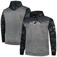 Men's Fanatics Heather Charcoal Baltimore Ravens Big & Tall Camo Pullover Hoodie