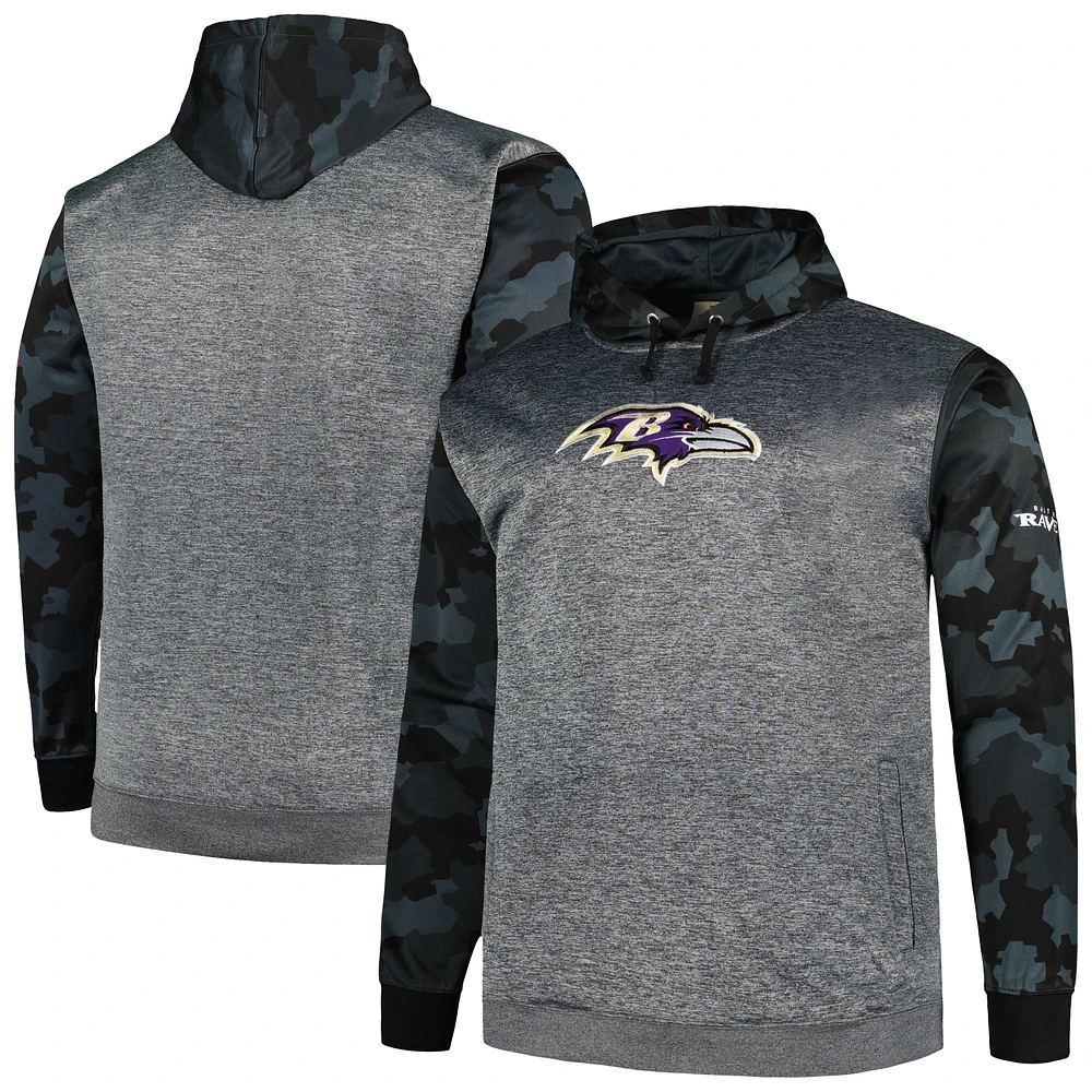 Sweat à capuche camouflage Big & Tall Fanatics Heather Charcoal Baltimore Ravens pour hommes