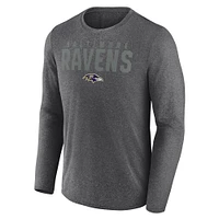 Men's Fanatics  Heather Charcoal Baltimore Ravens Blackout Lateral Long Sleeve T-Shirt