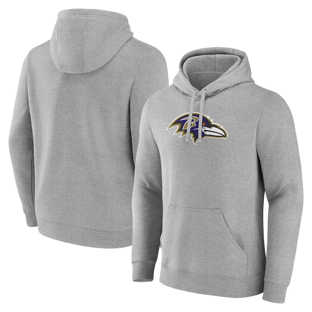 Sweat à capuche en polaire gris chiné Fanatics pour homme Baltimore Ravens Deliver