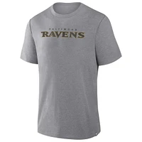 T-shirt tri-blend gris chiné Fanatics pour homme des Baltimore Ravens