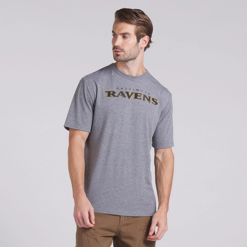 T-shirt tri-blend gris chiné Fanatics pour homme des Baltimore Ravens