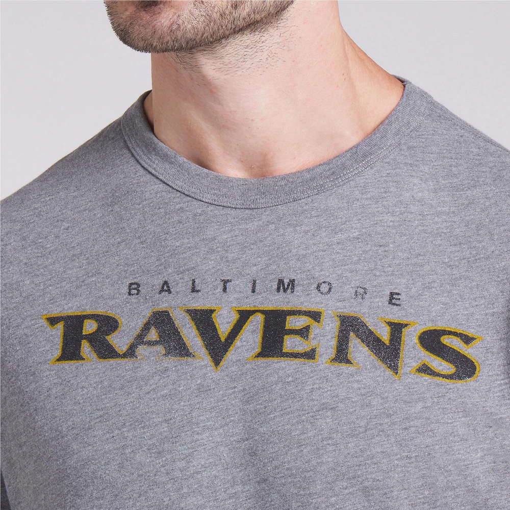 T-shirt tri-blend gris chiné Fanatics pour homme des Baltimore Ravens