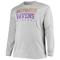 Men's Fanatics Heathered Gray Baltimore Ravens Big & Tall Practice Long Sleeve T-Shirt
