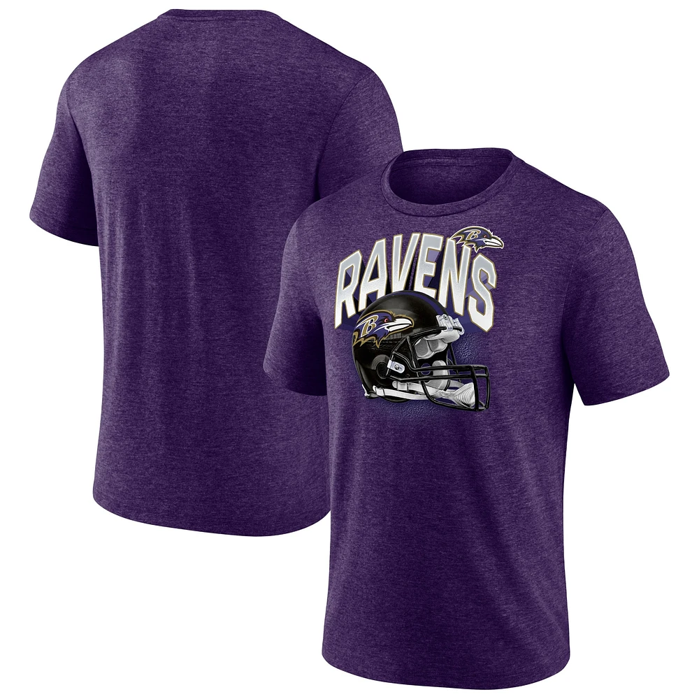 Men's Fanatics Heathered Purple Baltimore Ravens End Around Tri-Blend T-Shirt