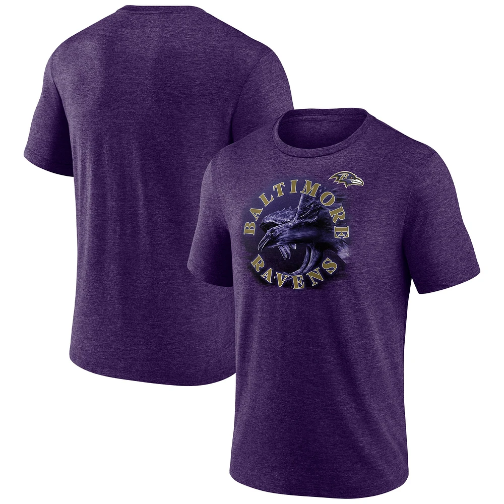 T-shirt Sporting Chance fanatiques violet chiné pour hommes Baltimore Ravens