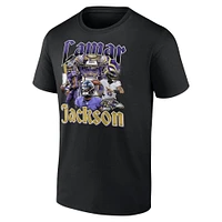 T-shirt graphique Fanatics Lamar Jackson pour hommes, joueur notoire des Baltimore Ravens, noir