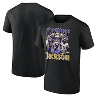 T-shirt graphique Fanatics Lamar Jackson pour hommes, joueur notoire des Baltimore Ravens, noir